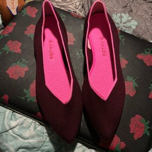 Flats Rothy’s brand new maroon and pink sz9.5 pointed toe